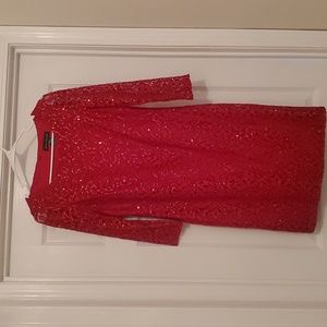 Jessica Howard 3/4 sleeve lace shift dress with sequins - Red Size 8 NWOT